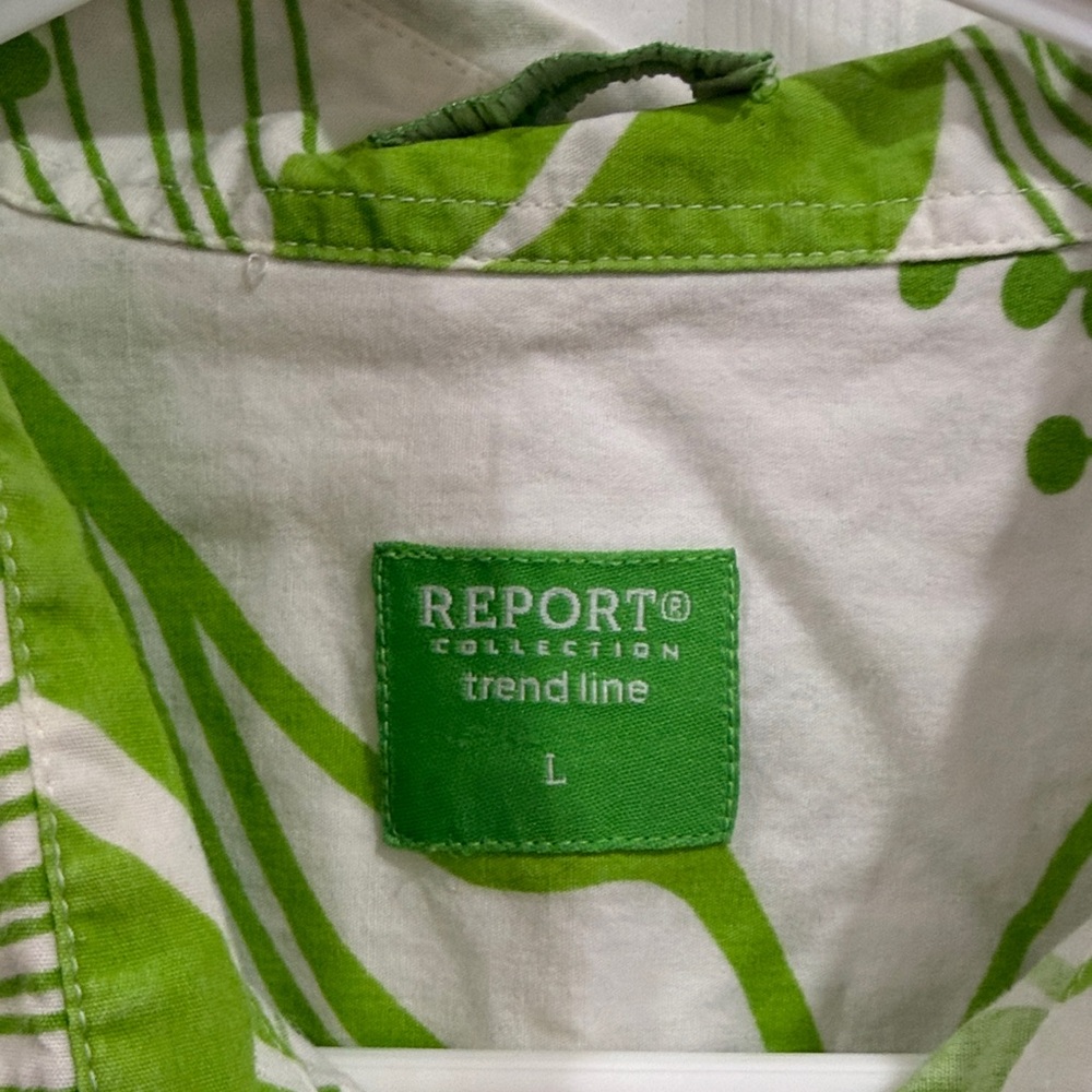 Report Collection - Trend Lime Green Floral Button-Up Shirt - size L - Picture 2 of 7